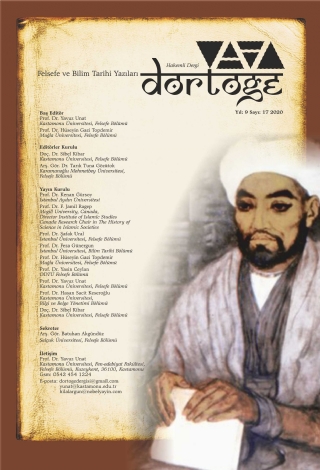 Dörtöğe Felsefe ve Bilim Tarihi Yazıları Hakemli Dergi Yıl:9 Sayı:17 Dörtöğe Felsefe ve Bilim Tarihi Yazıları Hakemli Dergi Yıl:9 Sayı:17